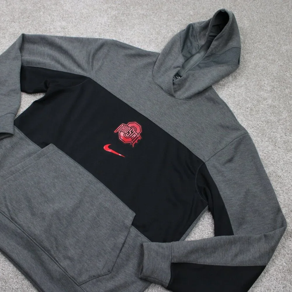 Nike Ohio State‎ Hoodie Adult Medium Gray/Black Dri-Fit L/S Hooded Sweatshirt